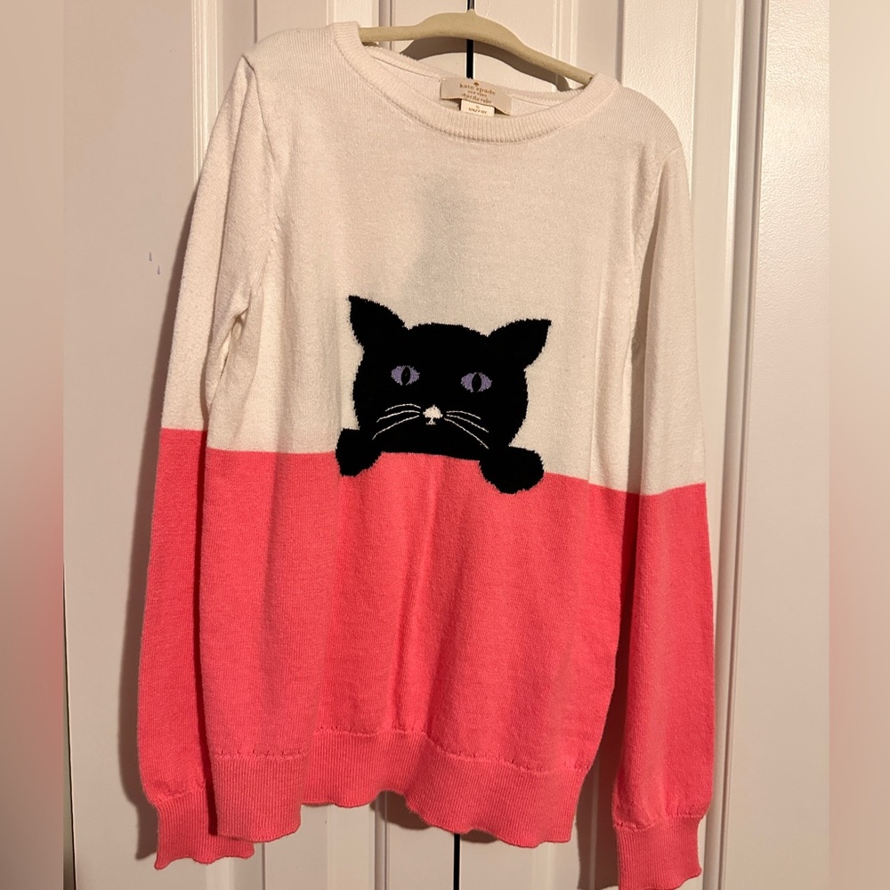 Kate Spade Intarsia Cat Sweater size S 7/8